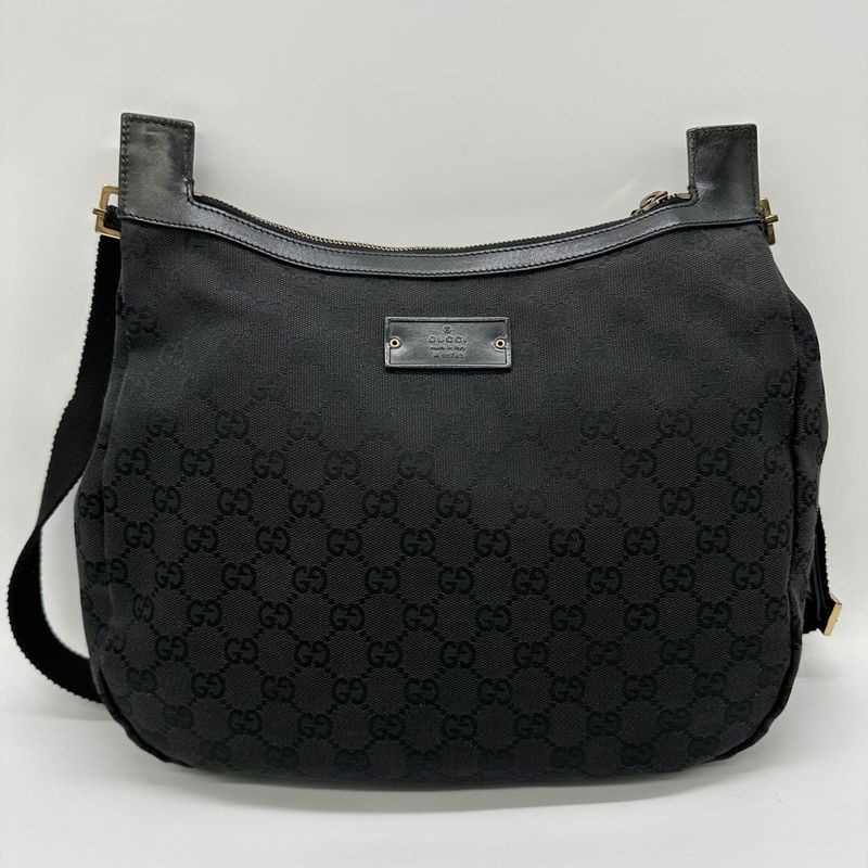 Gucci 90762 GG Canvas Shoulder Bag Black Ladies Men Fashion Gift