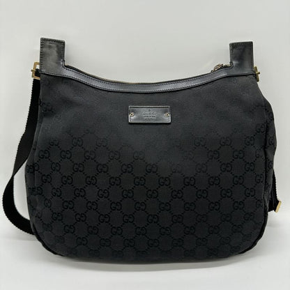 Gucci 90762 GG Canvas Shoulder Bag Black Ladies Men Fashion Gift