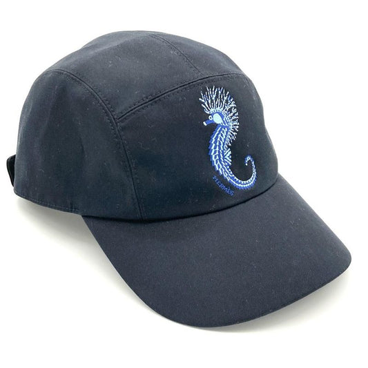 Hermes Nevada Seahorse 59 Cap Cotton Polyurethane Navy Men's