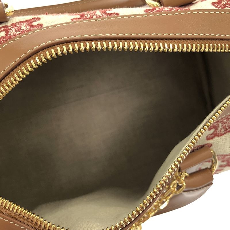 Celine - Triomphe Calf Leather Canvas Small 2way Shoulder Boston Bag - Brown