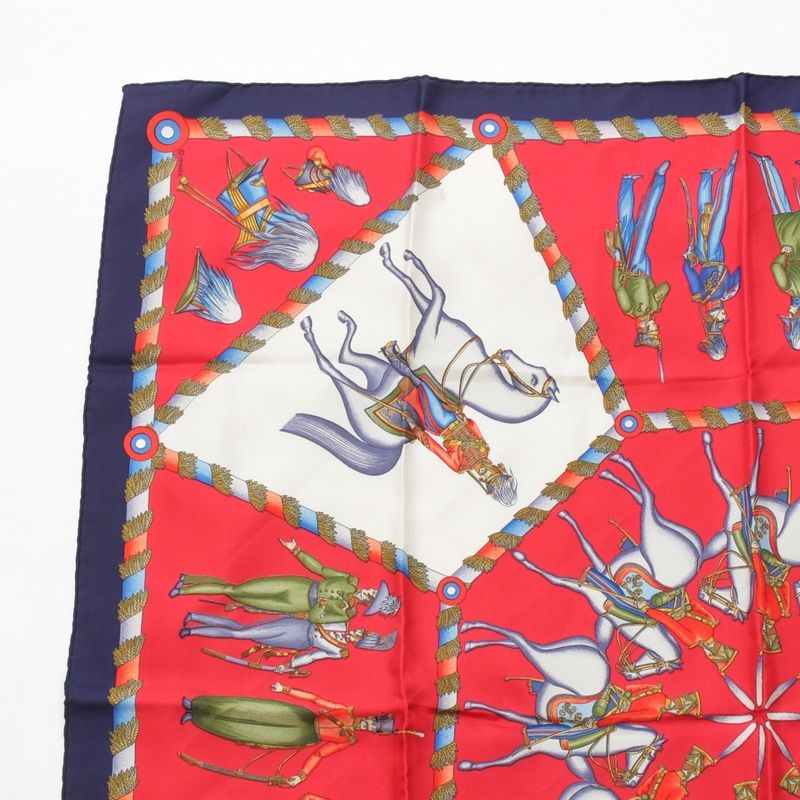 Hermes Carré 90 L'armee Imperiale Russe Russian Military Museum Silk Scarf Red