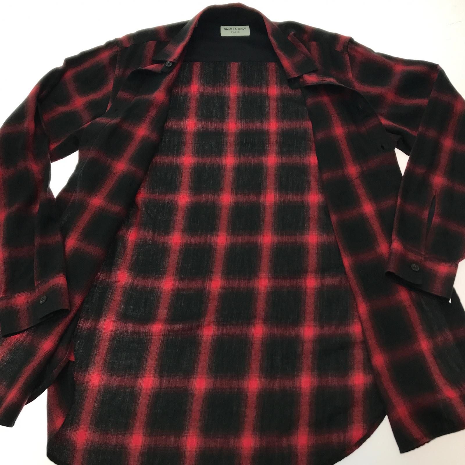 Saint Laurent(Yves Saint Laurent) Ombre Check Shirt Long Sleeve Shirt Size