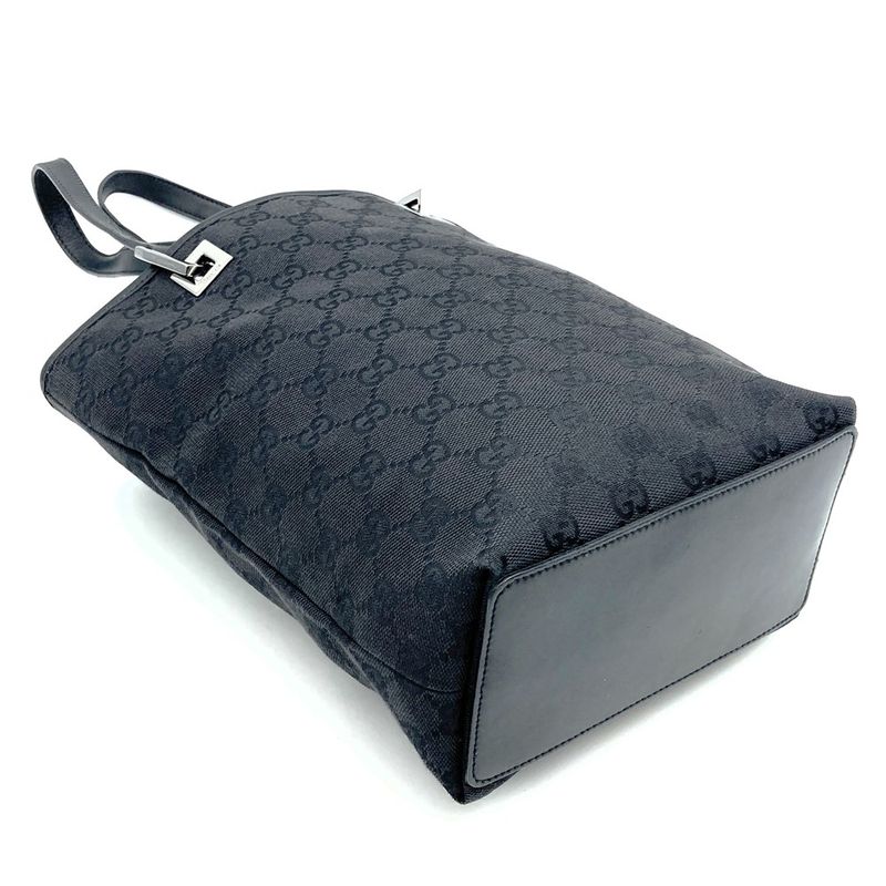 Gucci 31244 Handbag Tote Shoulder Bag GG Canvas Leather Black Women Men Fashion
