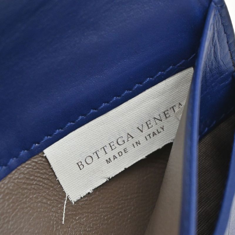 Bottega Veneta Long Wallet Intrecciato Fold Wallet Blue Leather 39kb006