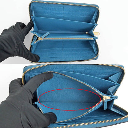 Gucci Logo Zip Around Wallet 658691 Blue - Blue Long Wallet Leather
