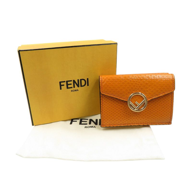 Fendi Fize 8m0395 Karung Leather Gold Hardware Yellow Trifold Wallet 1050 Fendi