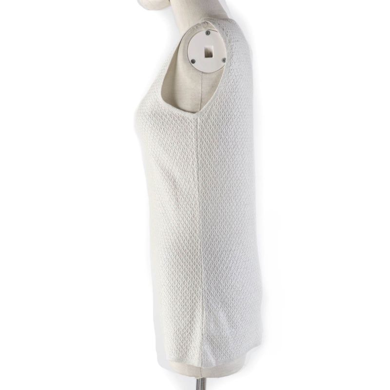 CHANEL 09P P35700k02085 Cotton Linen Sleeveless Knit With Bag Charm Light Grey