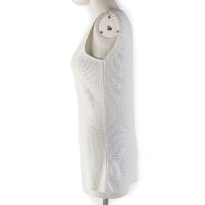 CHANEL 09P P35700k02085 Cotton Linen Sleeveless Knit With Bag Charm Light Grey