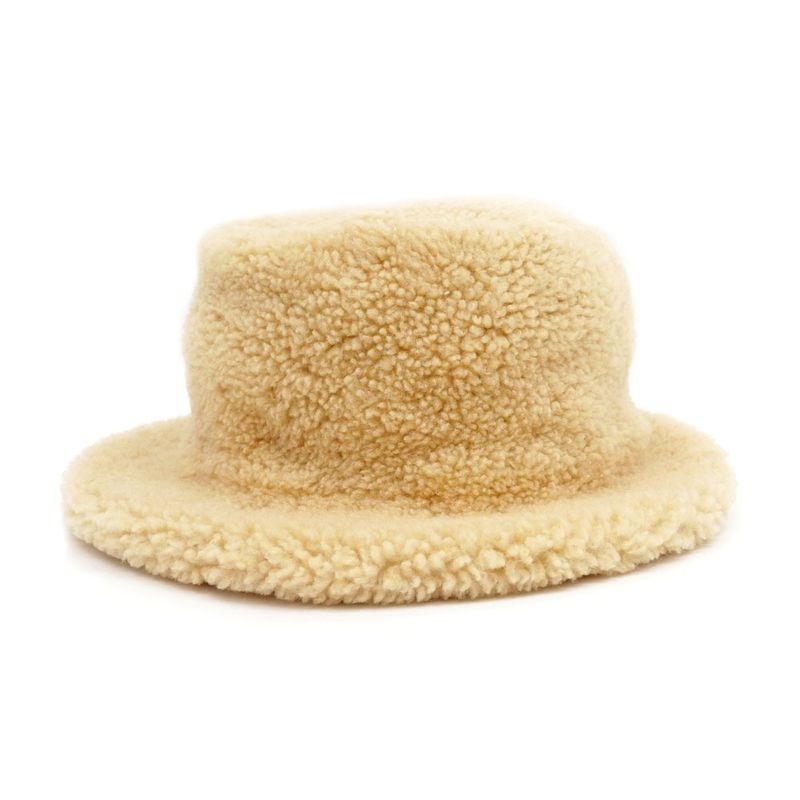 Hermes Forbe Mouton Bucket Hat Beige Size 58 Accessory Ladies Women