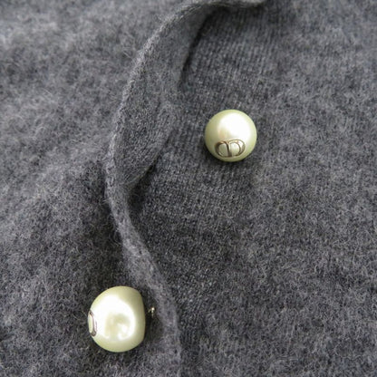 Christian Dior Cashmere Knit Pearl Button Long Sleeve 354s48am053 Sweater Gray