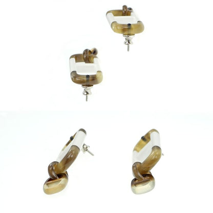 Hermes Earrings Amar Buffalo Horn White Brown Silver-hardware Accessorie