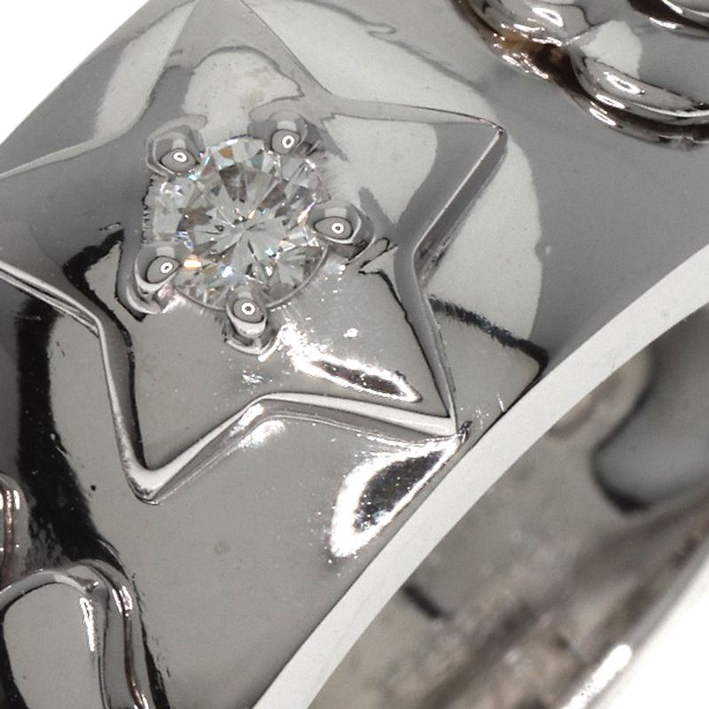 Chanel Three Symbols 1P Diamond Ring 18K White Gold Ladies