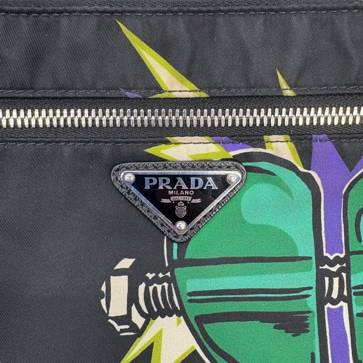Prada Shoulder Bag Triangle Logo Nylon Universal Frankenstein Silver