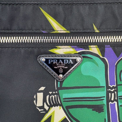Prada Shoulder Bag Triangle Logo Nylon Universal Frankenstein Silver