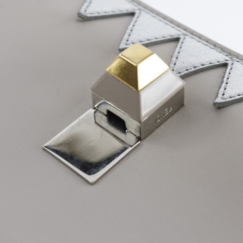 Fendi Mini Canai Studded 8m0381-9ju Calf Beige Women's Shoulder Bag