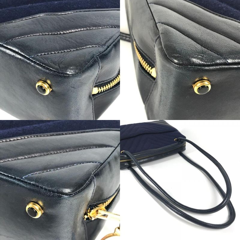 Chanel Shoulder Bag Quilted Jersey Navy