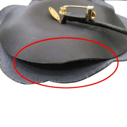 Good Chanel Camellia Leather Corsage Brooch Formal Accessory Black Ladies Used