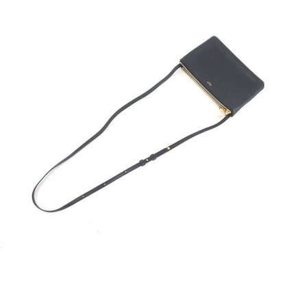 Celine 19203 Trio Small Smooth Lamb Skin Shoulder Bag Black Gold Hardware