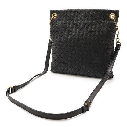 Bottega Veneta Intrecciato Shoulder Bag Crossbody Leather Black 179330