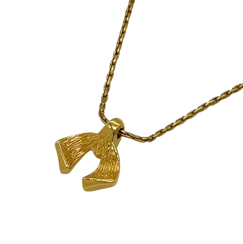 Christian DIOR Necklace Ribbon Rhinestone Gold Plated Gold