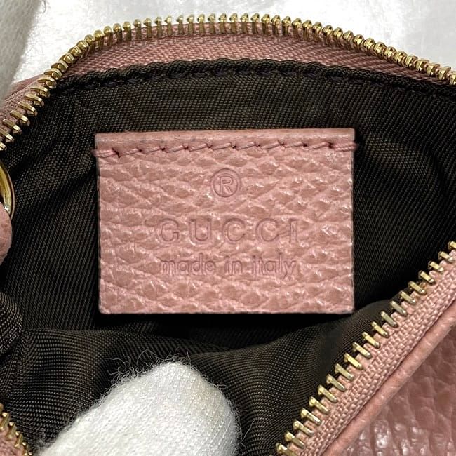 Gucci Coin Case With Key Ring Pink 368879 Excellent Condition Preowned Leather