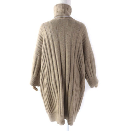 Hermes 100% Cashmere Worn On Runway Oversized Turtleneck Knit Dress Brown 34