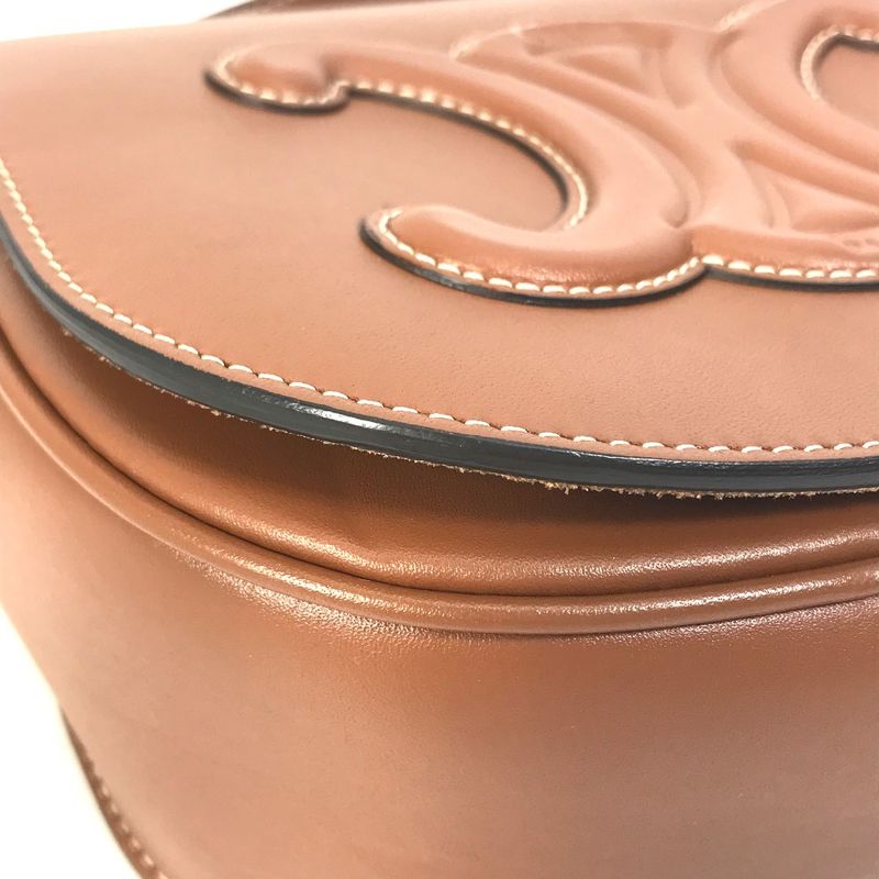 Celine Shoulder Bag Folco Cuir Triomphe 198263du3 Leather Tan Brown