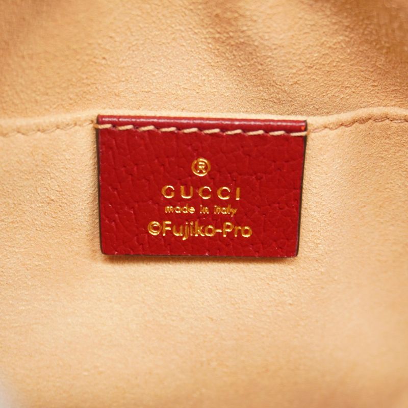 Gucci Shoulder Bag GG Supreme Doraemon 647784 PVC Beige Red Gold Hardware Women