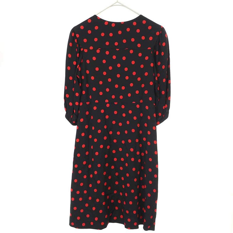 Celine Draped Neck Dot Dress 2r378334f Black Red 34