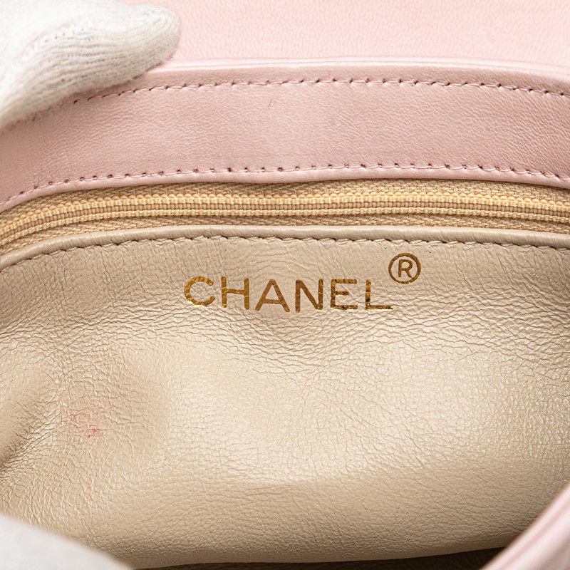 Chanel Matelasse Coco Mark Fringe Chain Shoulder Bag Pink Lambskin Ladies Chanel