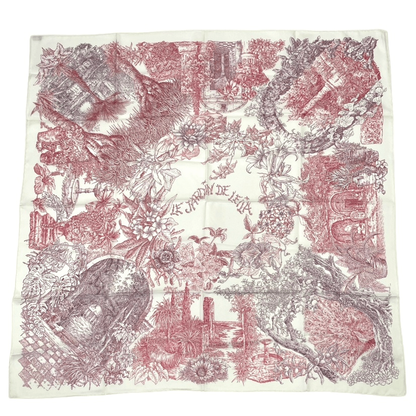 Hermes Carre 90 Silk Scarf Le Jardin De Leila Leila's Garden White