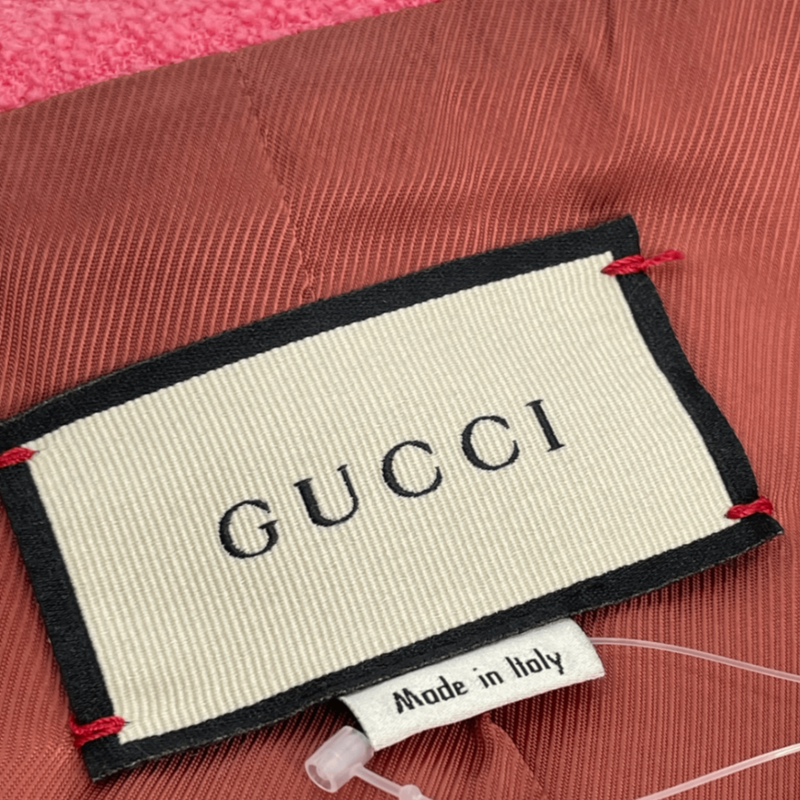 Gucci Wool Leather Tweed Jacket Pink