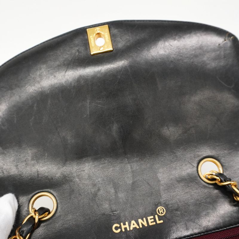 Chanel Shoulder Bag Matelasse Lambskin Black Gold Hardware Women