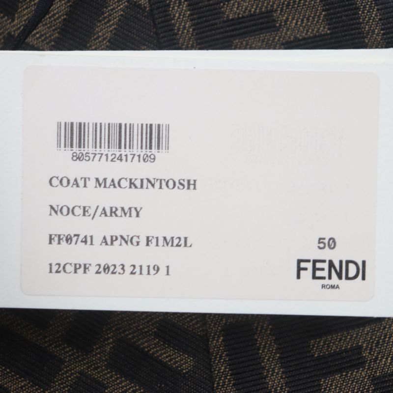  Fendi 2023 Ff0741 FF Logo Zucca Pattern Leather Use Reversible Trench Coat