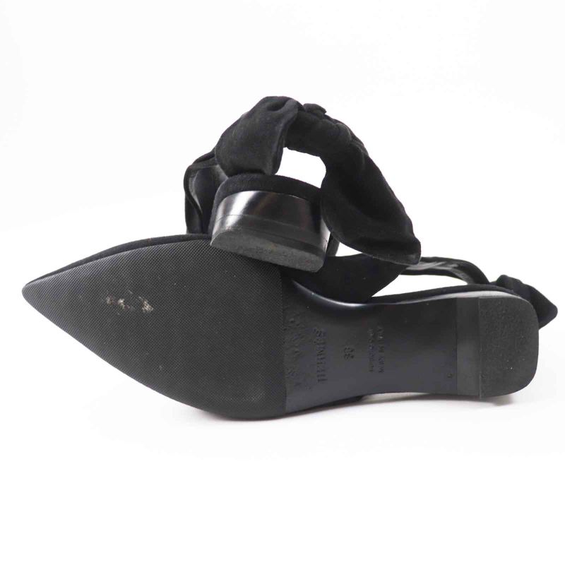 Hermes 2022 221013z Back Ribbon Pointed Toe Low Heel Suede Leather V Cut Pumps