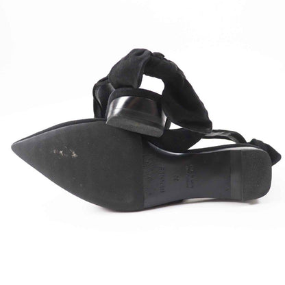 Hermes 2022 221013z Back Ribbon Pointed Toe Low Heel Suede Leather V Cut Pumps