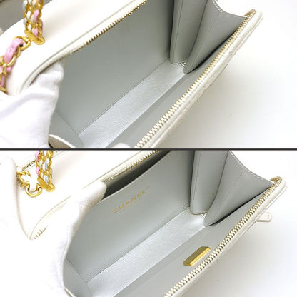Chanel Matelasse Vanity Bag White 2WAY Chain Shoulder