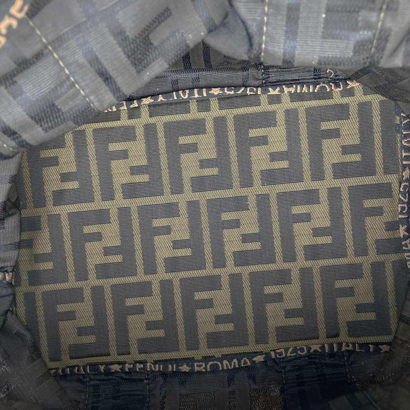 Fendi 257 088 Mini Handbag Brown Nylon Canvas Vintage Women Men