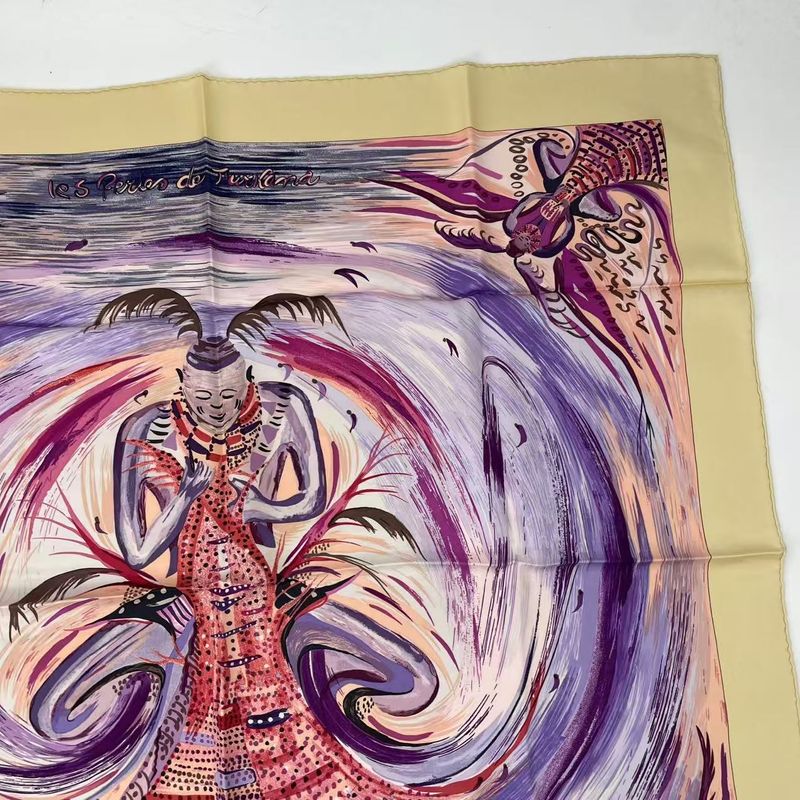 Hermes Carre 90 Les Perles De Turukana Pearls Heavenly Fire Scarf Silk Multicolo