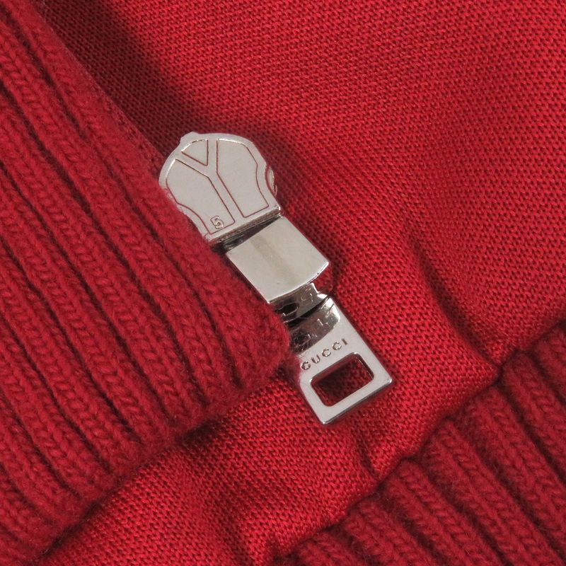 Gucci 625287 Logo Patch Line Design Track Jacket Jersey Red Ivory M Made In