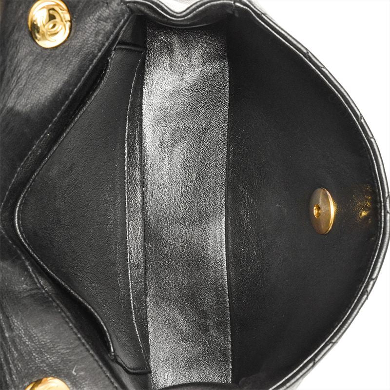 Chanel Mini Matelasse Chain Shoulder Bag Leather Black