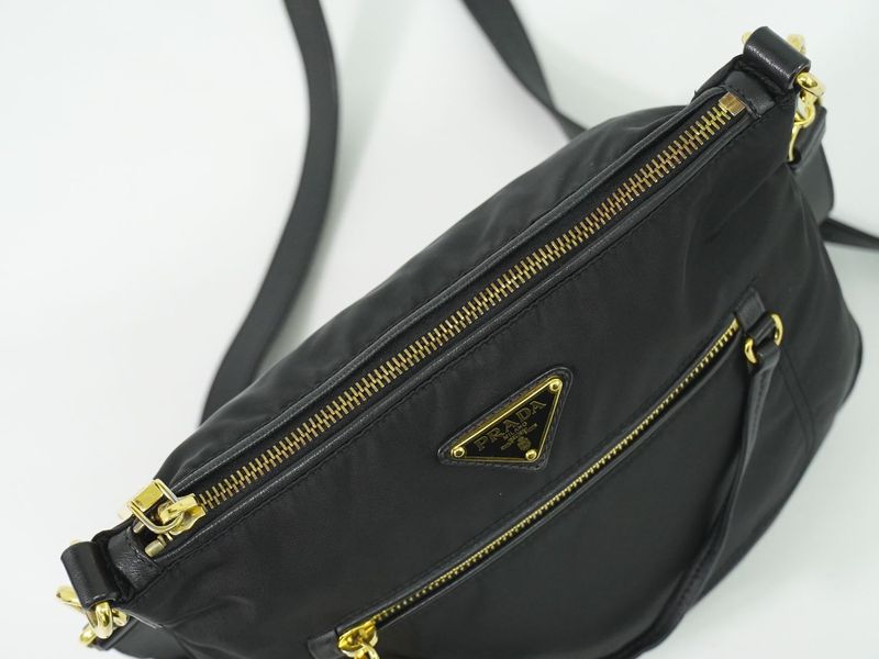 Authentic Prada Nylon Shoulder Bag Pochette Black Bt0711 Bag Pre-owned [follow-u