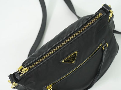 Authentic Prada Nylon Shoulder Bag Pochette Black Bt0711 Bag Pre-owned [follow-u