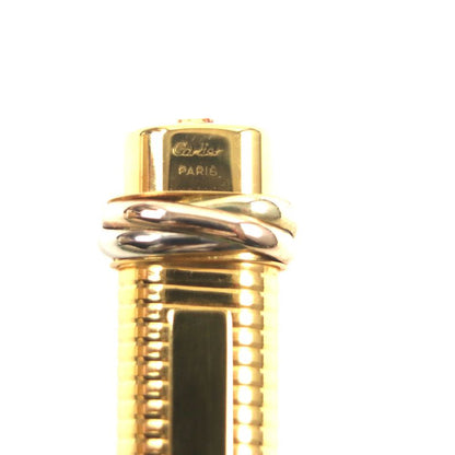 Cartier Vintage Trinity Striped Cap Ballpoint Pen With Gold Case Made In