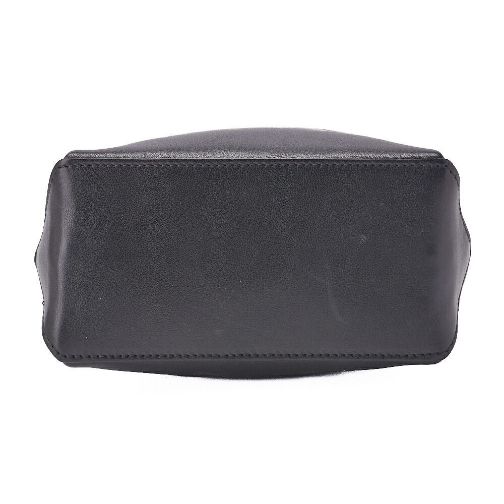 Chanel Mini Tote Bag Essential Logo Mark Lambskin Black Silver Hardware Charm