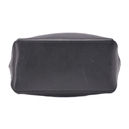 Chanel Mini Tote Bag Essential Logo Mark Lambskin Black Silver Hardware Charm