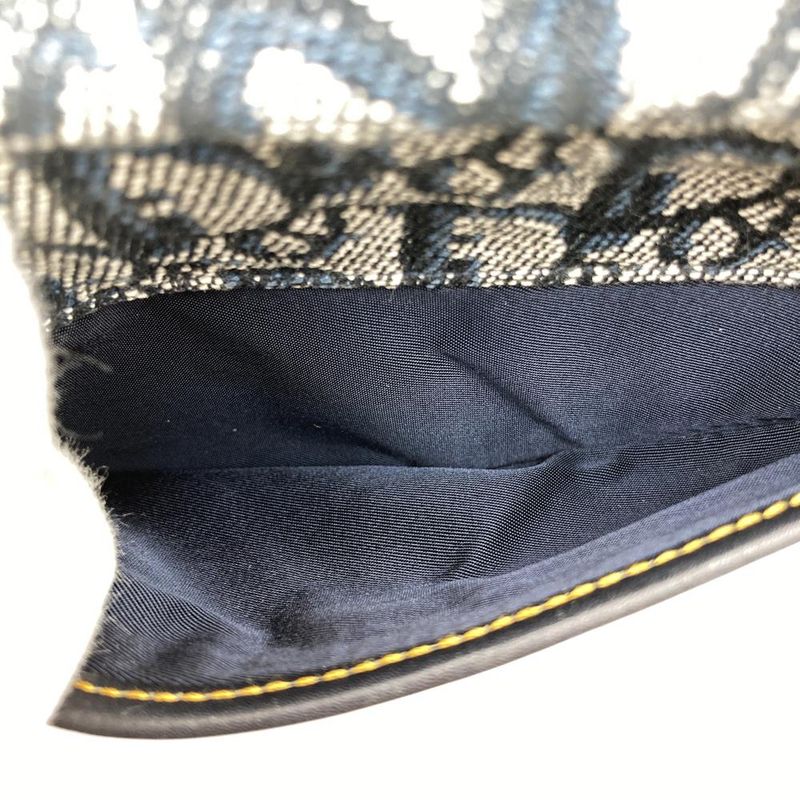DIOR Pouch Navy Canvas Trotter Saddle Women's Branded High Brand Fashion