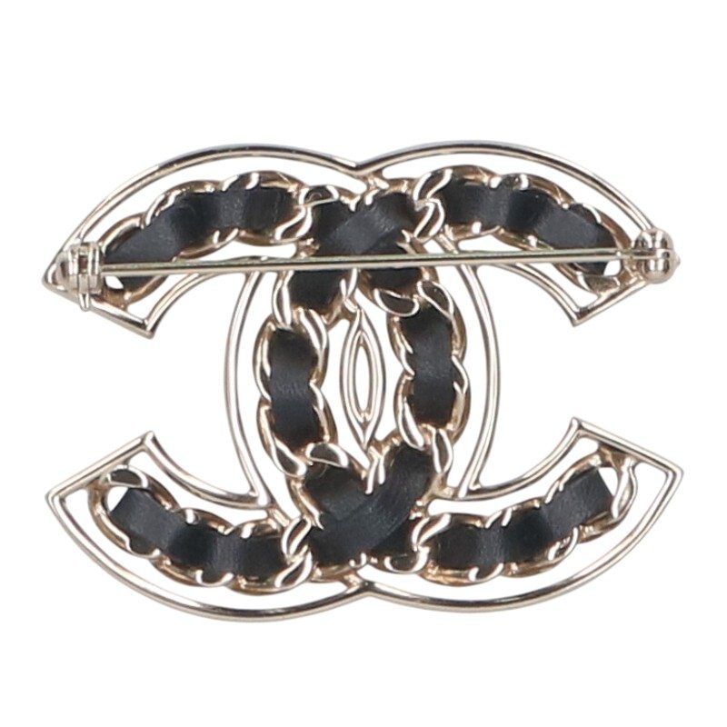 Chanel B19P Coco Mark Chain Leather Brooch Men's