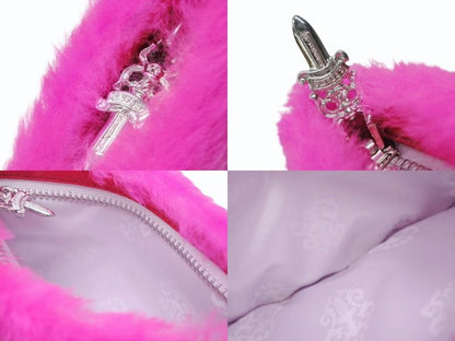Chrome Hearts Fur Pouch Dagger Zip Scroll Label Logo Pink 925 Sterling Silver — view 8