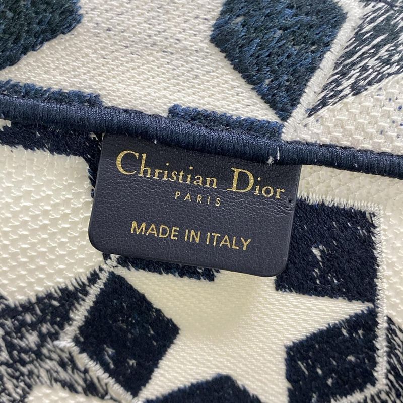 Dior/christian Dior Tote Bag Book Tote Large Bag Navy And White Star (star)